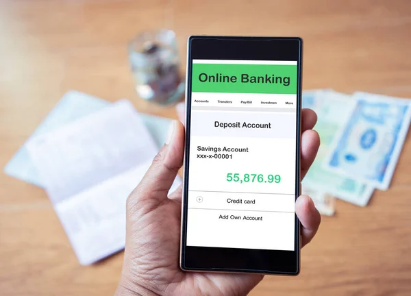 Uomo Che Utilizza Online Banking Mobilephone Finanza Investimenti Pagamenti Internet — Foto Stock