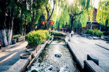 Eski Dali Kasabası, Yunnan, Çin 'deki Scenic Caddesi..