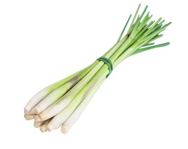 Beyaz arkaplanda kırpma yolu olan limon çimi izole edilmiş