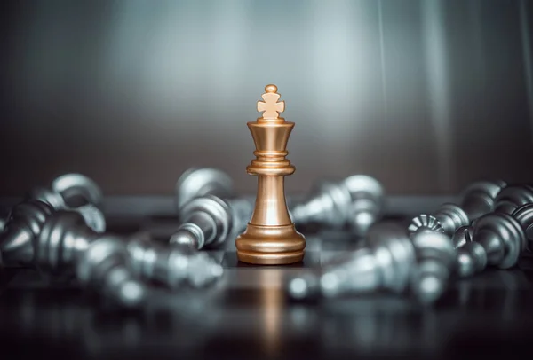 Golden King Chess Gana Juego Concepto Para Competencia Negocios Éxito — Foto de Stock