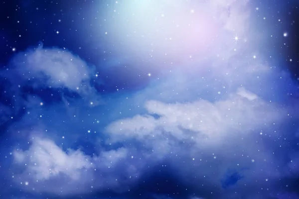 Espace Ciel Nocturne Avec Nuages Étoiles — Photo