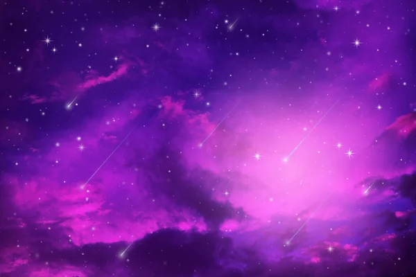 Gece gökyüzü bulutlu ve yıldızlı