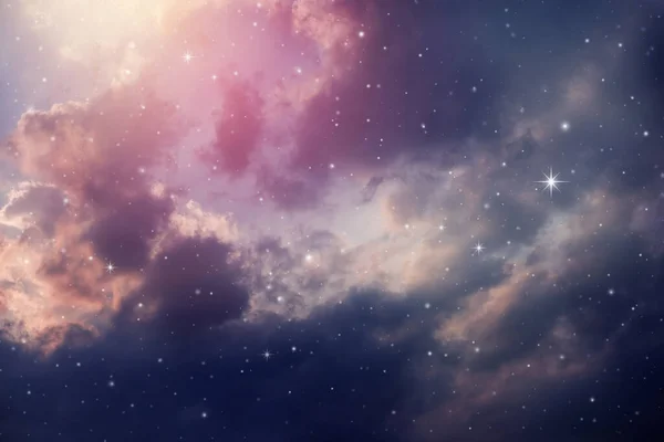 Espacio Del Cielo Nocturno Con Nubes Estrellas — Foto de Stock