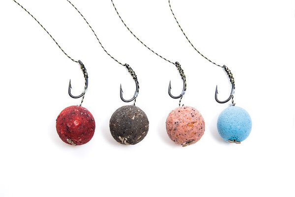 Carp fishing. Different of carp bait for carp fishing isolated o