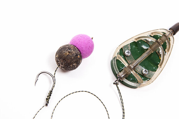 Ready for use Carp bait with fishing flat feeder for carp fishin