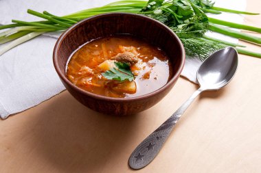 Geleneksel Rus kırmızı pancar çorbası Borsch - wit