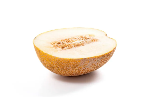Half honeydew melon tropical fruit isolated on a white backgroun — Stock Photo, Image