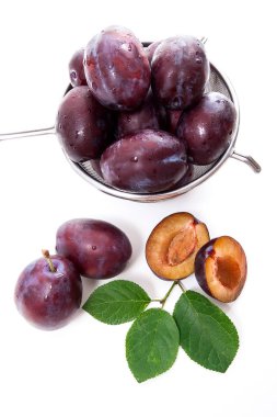 Olgun Erik, bütün ve l ile yarı olgun Erik ile çelik kevgir