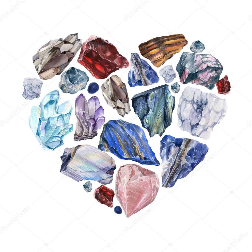 watercolor gemstone heart.