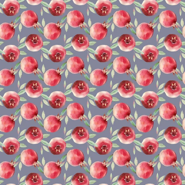 Watercolor pomegranate seamless pattern. — Stock Photo, Image