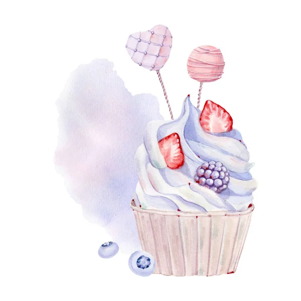 Watercolor sweets collection. — 图库照片