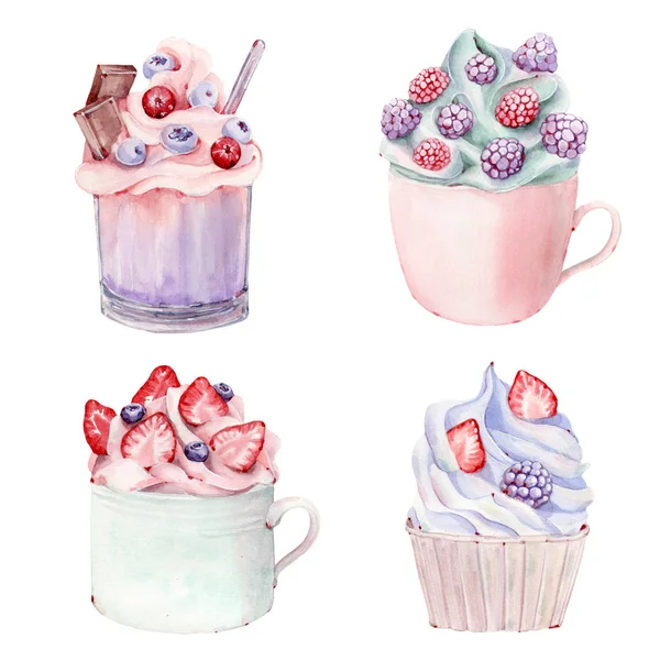Watercolor sweets collection. — Stock Photo, Image