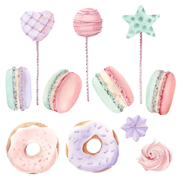 Watercolor sweets collection. — 스톡 사진