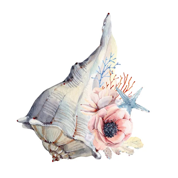 Watercolor nautical collection. — 스톡 사진