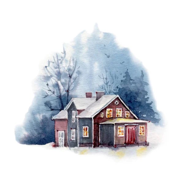 Aquarell Winterkarte Perfekt Für Winterkarten — Stockfoto