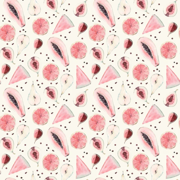 Summer Picnic Watercolor Seamless Pattern Perfect Wallpaper Fabric Design — Stock Photo, Image
