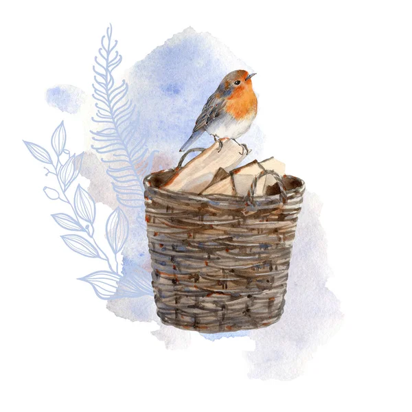 Illustration Oiseau Hiver Aquarelle Parfait Pour Imprimer Noël Cartes Voeux — Photo