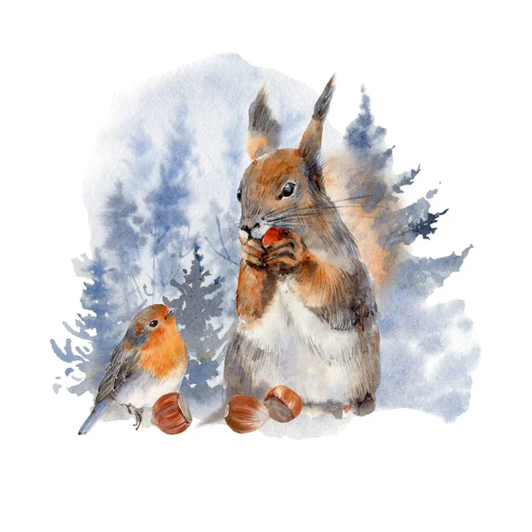 Ilustrace Akvarelu Ideální Pro Tisk Vánoce Novoroční Přání — Stock fotografie