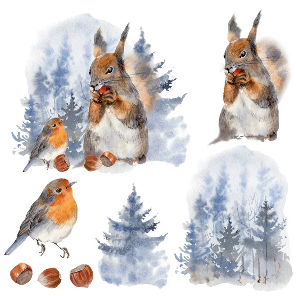 Ilustrace Akvarelu Ideální Pro Tisk Vánoce Novoroční Přání — Stock fotografie