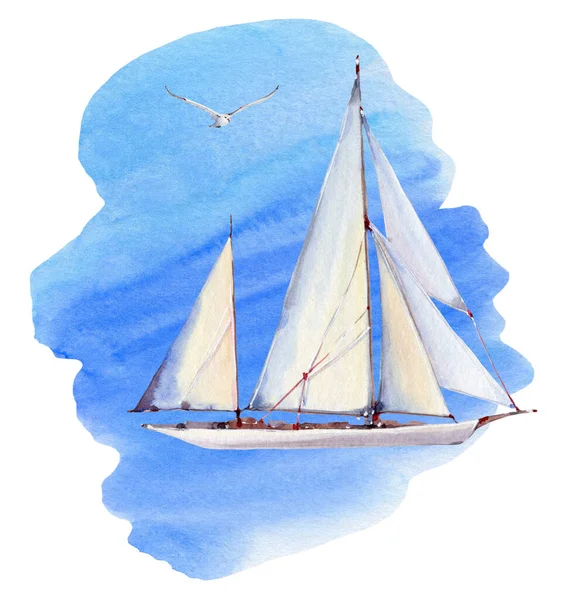 Vattenfärg Nautiska Set Akvarell Isolerad — Stockfoto