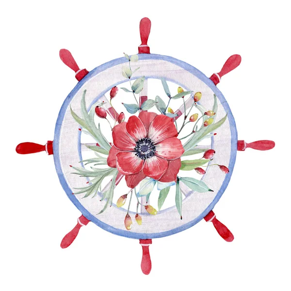 Акварельний Квітковий Набір Ручним Колесом Квіткове Оздоблення Богемного Дизайну — стокове фото