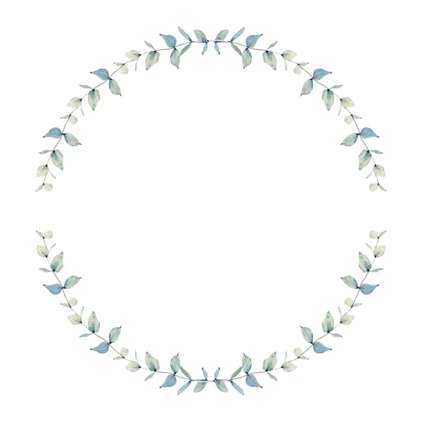 Elegant Watercolor Flowers Circle Frame Can Used Wedding Cards Invitations — 스톡 사진