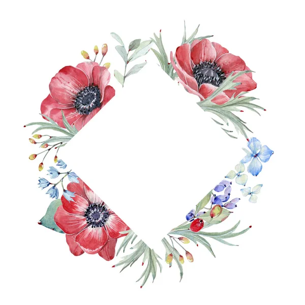 Elegante Aquarellblumen Rahmen Ein Kann Für Hochzeitskarten Und Einladungen Muttertags — Stockfoto