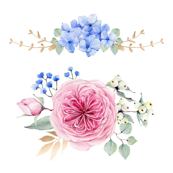 Handbemalte Aquarellblumen Vintage Stil Ist Perfekt Für Grußkarten Hochzeitseinladungen Hochzeitsdesigns — Stockfoto