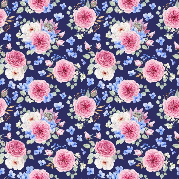 Aquarell Blumen Nahtlose Muster Aquarell Muster Vintage Wasserfarbe Hintergrund Perfekt — Stockfoto