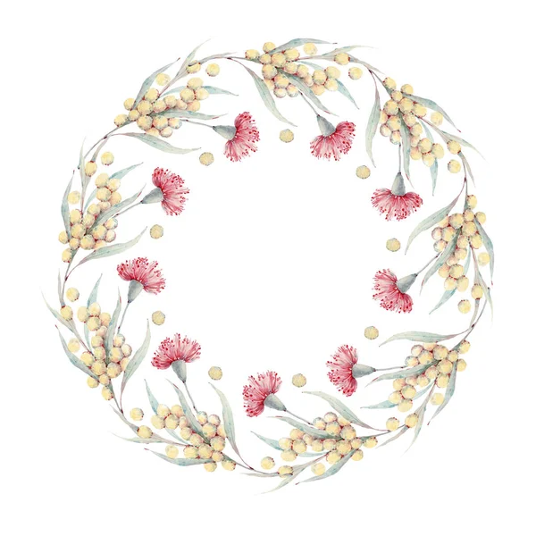 Moldura Círculo Flor Aquarela Perfeito Para Cartões Convite Casamento Saudação — Fotografia de Stock