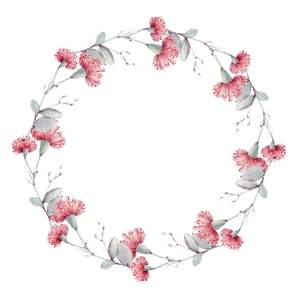 Moldura Círculo Flor Aquarela Perfeito Para Cartões Convite Casamento Saudação — Fotografia de Stock