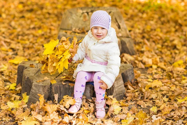 Bonito bebê menina no outono tempo — Fotografia de Stock