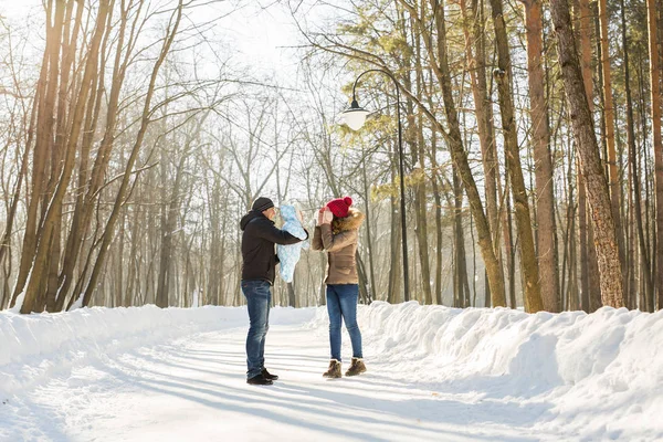 Famille en plein air dans le paysage hivernal — Photo