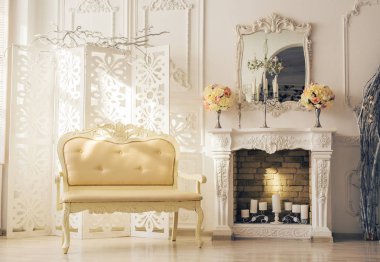 Lüks iç ile eski şık vintage Mobilya Oturma odası.