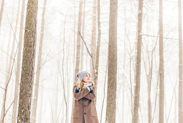 Mulher no parque de inverno — Fotografia de Stock