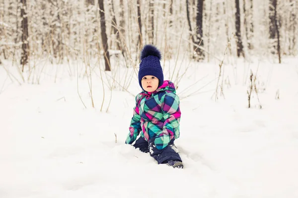 Очаровательная маленькая девочка веселится в зимний день — стоковое фото