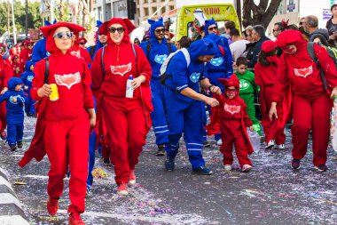 Limassol, Kıbrıs - 26 Şubat: Karnaval katılan Limasol Kıbrıs karnaval geçit üzerinde 26 Şubat 2017