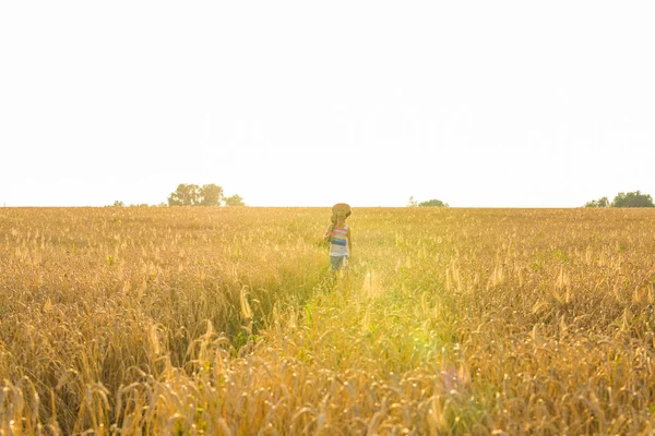 Junger Hipster-Mann hält eine Gitarre bei einem Spaziergang in der Natur und entspannt sich an einem sonnigen Tag im Feld. — Stockfoto