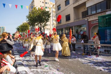Limassol, Kıbrıs - 26 Şubat: Karnaval katılan Limasol Kıbrıs karnaval geçit üzerinde 26 Şubat 2017