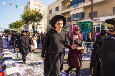 Limassol, Kıbrıs - 26 Şubat: Karnaval katılan Limasol Kıbrıs karnaval geçit üzerinde 26 Şubat 2017