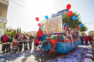 Limassol, Kıbrıs - 26 Şubat: Çocuklar karnaval çocuk karnaval geçit, 26 Şubat 2017 Limasol, Kıbrıs için yer alır