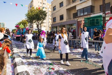 Limassol, Kıbrıs - 26 Şubat: Karnaval katılan Limasol Kıbrıs karnaval geçit üzerinde 26 Şubat 2017