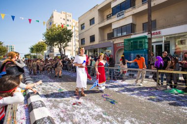 Limassol, Kıbrıs - 26 Şubat: Karnaval katılan Limasol Kıbrıs karnaval geçit üzerinde 26 Şubat 2017