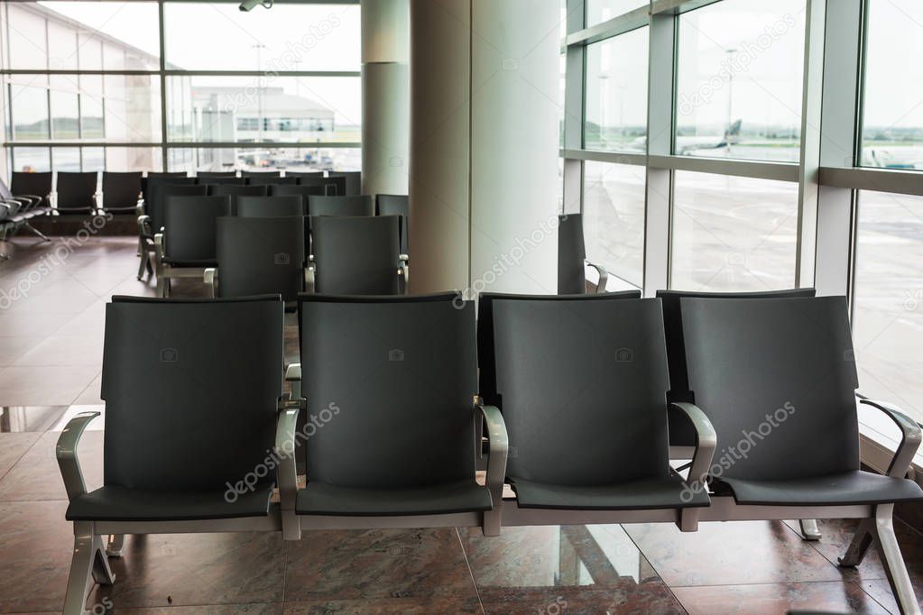 Empty airport terminal waiting area