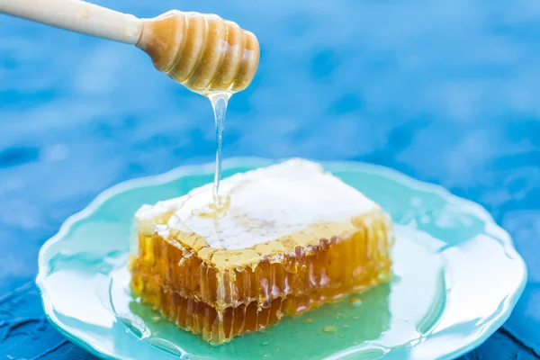 Мед с сотами из меда и медом — стоковое фото