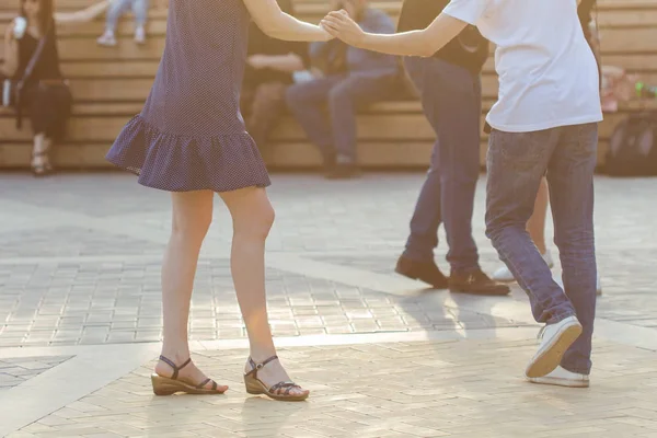 Kizomba, bachata or salsa concept - couple dancing social dance on open air party — 스톡 사진