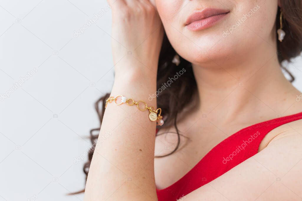Close-up of woman wearing a Jewelry, bijouterie and accessories.