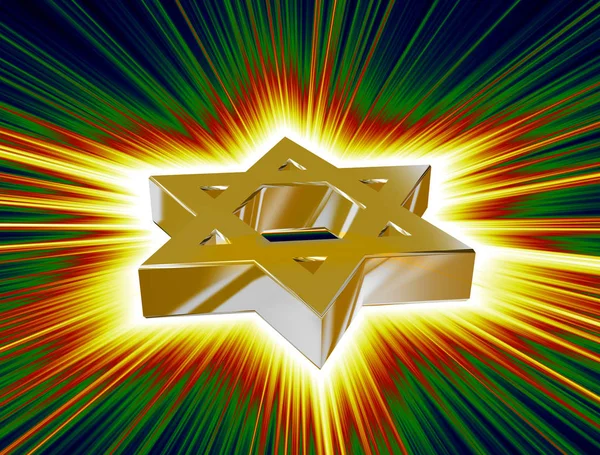 Among rays of gold Star of David — Stock Photo, Image