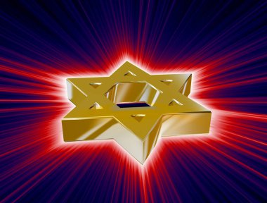 Altın yıldız of David ışınları arasında