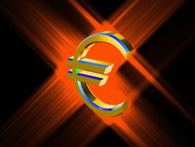 üç boyutlu görüntüsünü colo arasında altın Euro sembolü
